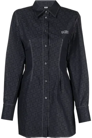 GCDS Robe-chemise à motif monogrammé