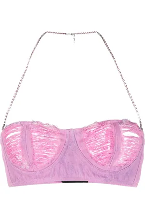 GCDS Soutien-gorge en jean à design nervuré