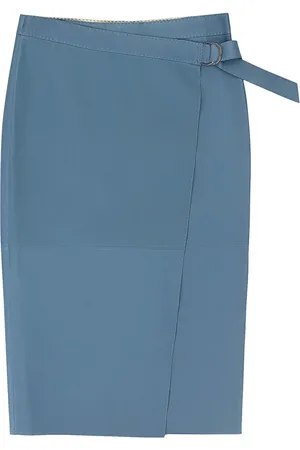 Loro Piana Jupe crayon en cuir à effet portefeuille