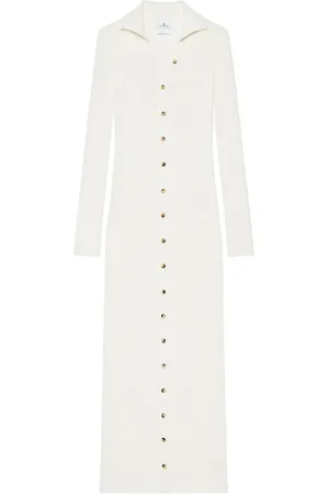 Courrèges Robe mi-longue nervurée à taille nouée