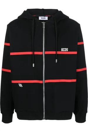 GCDS Hoodie rayé à fermeture zippé