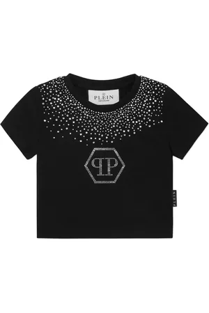 Philipp Plein T-shirt crop Hexagon Strass
