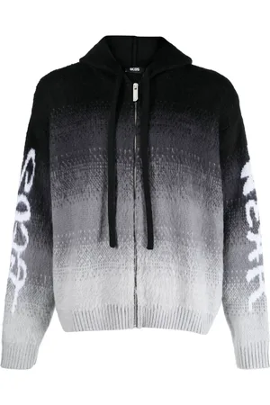 GCDS Veste en maille intarsia à capuche