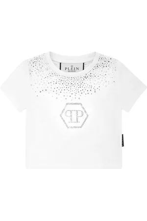 Philipp Plein T-shirt crop Hexagon Strass