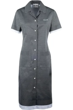 Miu Miu Robe-chemise à logo en intarsia