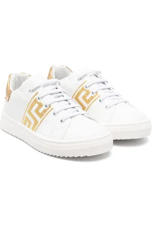 VERSACE Baskets en cuir à broderies Greca
