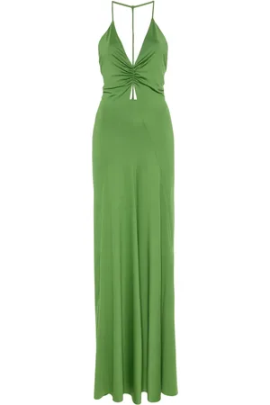 Victoria Beckham Robe longue froncée à col v