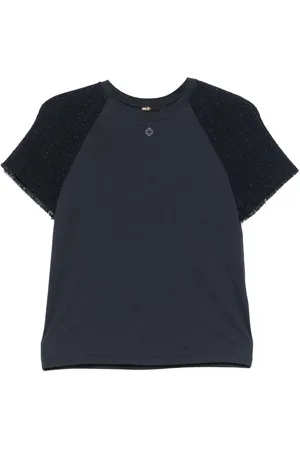 Maje T-shirt à empiècements en tweed