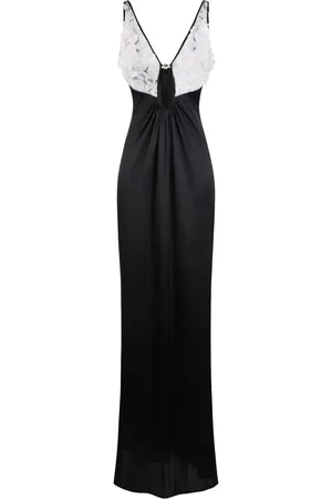 Elisabetta Franchi Robe longue à appliques fleurs