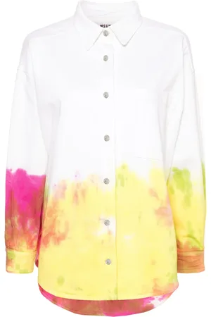 Msgm Chemise en jean à imprimé tie-dye