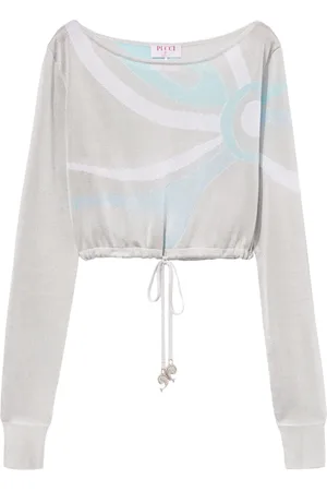 Puccini Haut crop à motif Marmo en jacquard