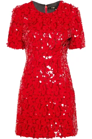 Maje Robe courte fleurie à sequins
