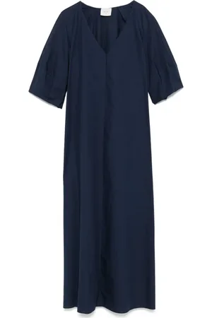 ALYSI Robe en popeline à coupe mi-longue