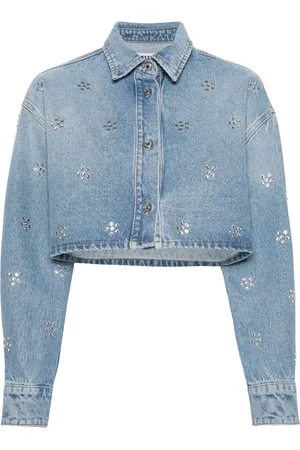 Msgm Chemise en jean à ornements strassés