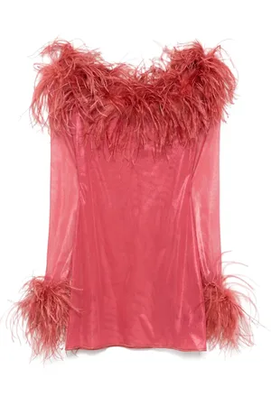 Oseree Robe ornée de plumes à coupe courte