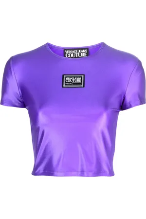 VERSACE T-shirt crop à patch logo