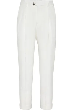 Brunello Cucinelli Pantalon fuselé à détails plissés