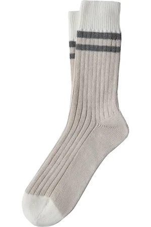 Brunello Cucinelli Chaussettes en coton à détails rayés