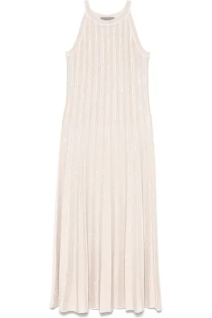 D.EXTERIOR Robe mi-longue en maille métallisée