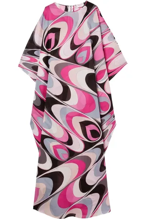Puccini Robe-caftan en soie à imprimé Onde