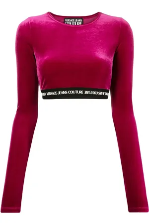 VERSACE Haut court en velours à bande logo