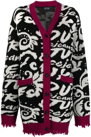 VERSACE Cardigan mi-long à effet usé