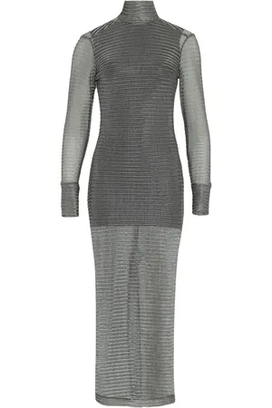 Gloria Coelho Robe métalliseé à col montant