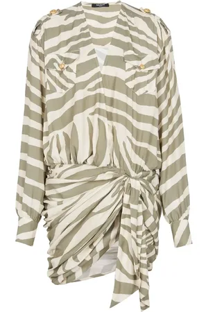 Balmain Robe-chemise à imprimé animalier
