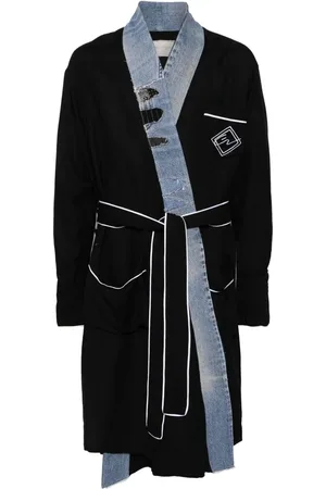 GREG LAUREN Manteau ceinturé à empiècements