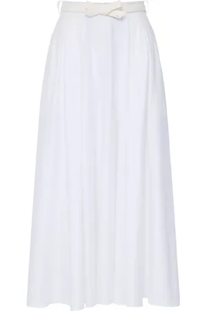 Elisabetta Franchi Jupe mi-longue ceinturée en satin