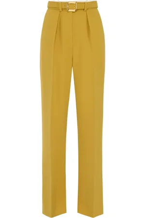 Elisabetta Franchi Pantalon en crêpe à taille ceinturée