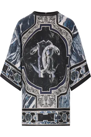 Roberto Cavalli Blouse en soie à imprimé Marble