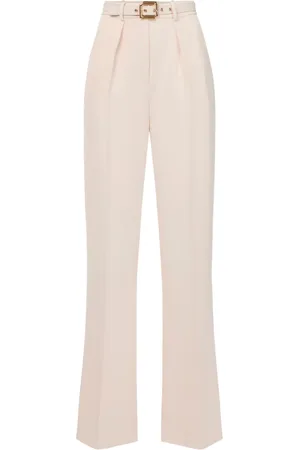 Elisabetta Franchi Pantalon en crêpe à taille ceinturée