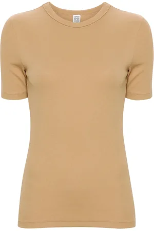 Totême T-shirt en maille fine nervurée à col rond
