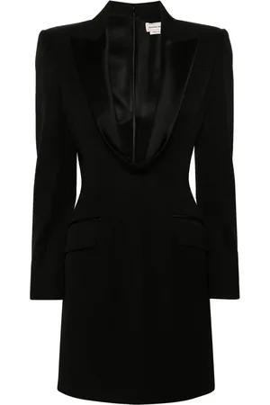Alexander McQueen Robe en laine à revers crantés