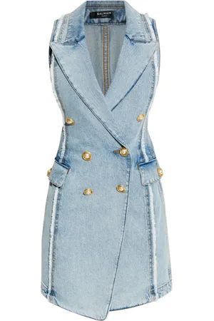 Balmain Robe-débardeur en jean