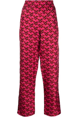 VERSACE Bas de pyjama en soie à logo imprimé