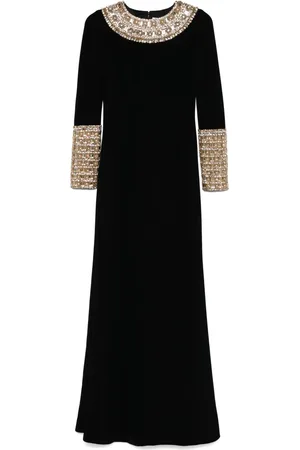 Dina Melwani Robe longue à ornements en cristal