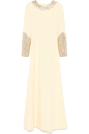 Dina Melwani Robe longue à ornements en cristal