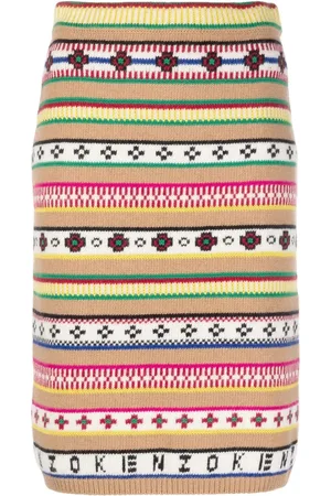 Kenzo Jupe taille-haute en maille intarsia