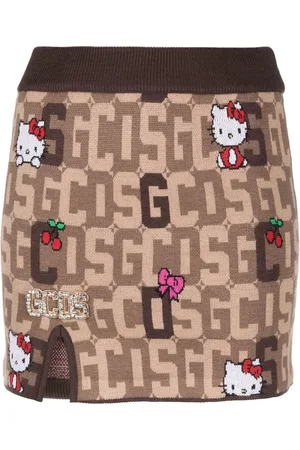 GCDS X Hello Kitty jupe en maille à motif monogrammé