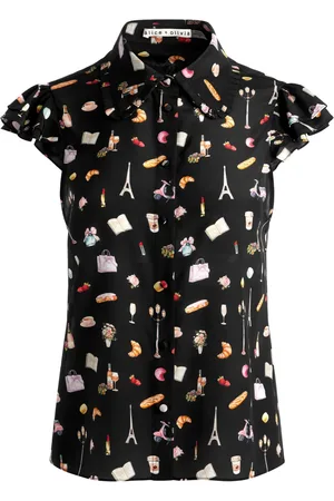 ALICE+OLIVIA Blouse Martel Flutter en soie