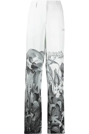 OFF-WHITE Pantalon droit à imprimé végétal