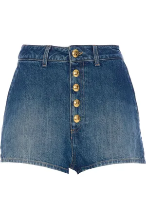 Elisabetta Franchi Short boutonné en jean à taille haute