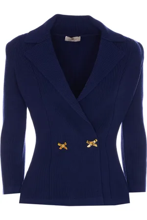 Elisabetta Franchi Blazer nervuré à boutonnière croisée