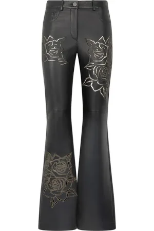 Roberto Cavalli Pantalon évasé à fleurs brodées