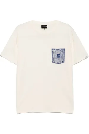 AGNÈS B. T-shirt imprimé en jean à poche poitrine