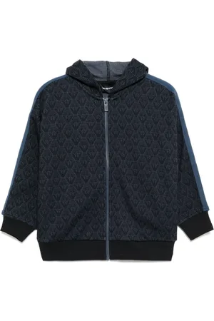 Emporio Armani Sweat zippé monogrammé à capuche
