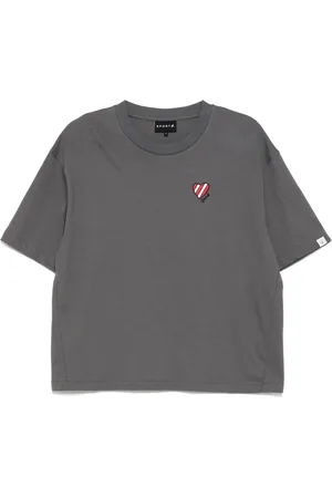 AGNÈS B. T-shirt rayé à motif cœur brodé