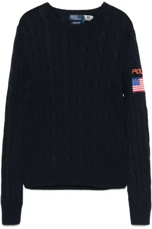 Ralph Lauren Pull en maille torsadée à patch drapeau